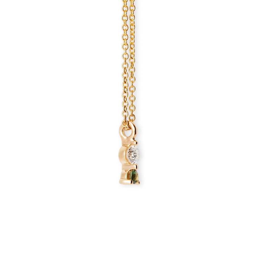 Diamond and Sapphire 14k Yellow Gold Pendant View from the side