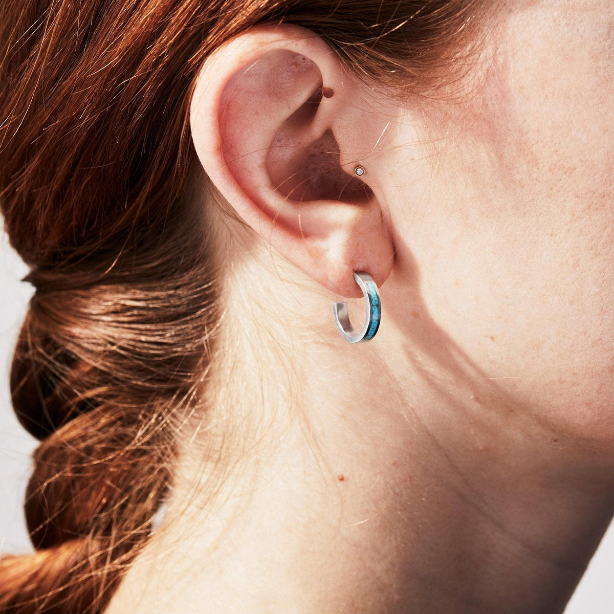 Silver Hoop Turquoise