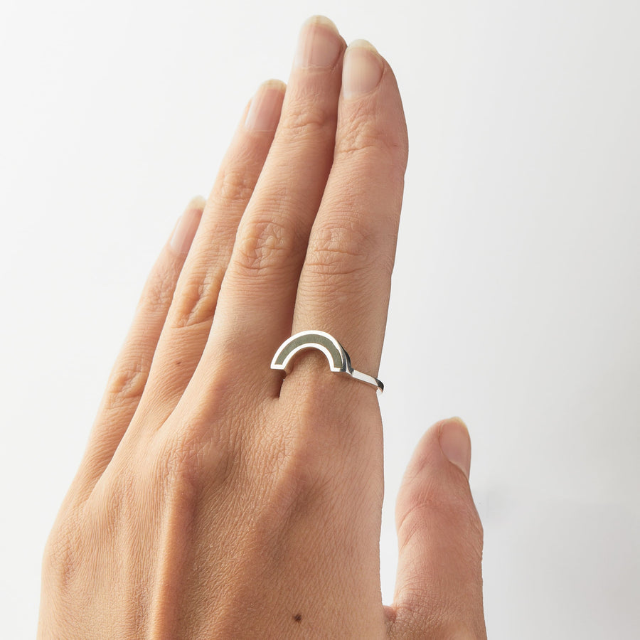 Dark Green Jade Rainbow Ring