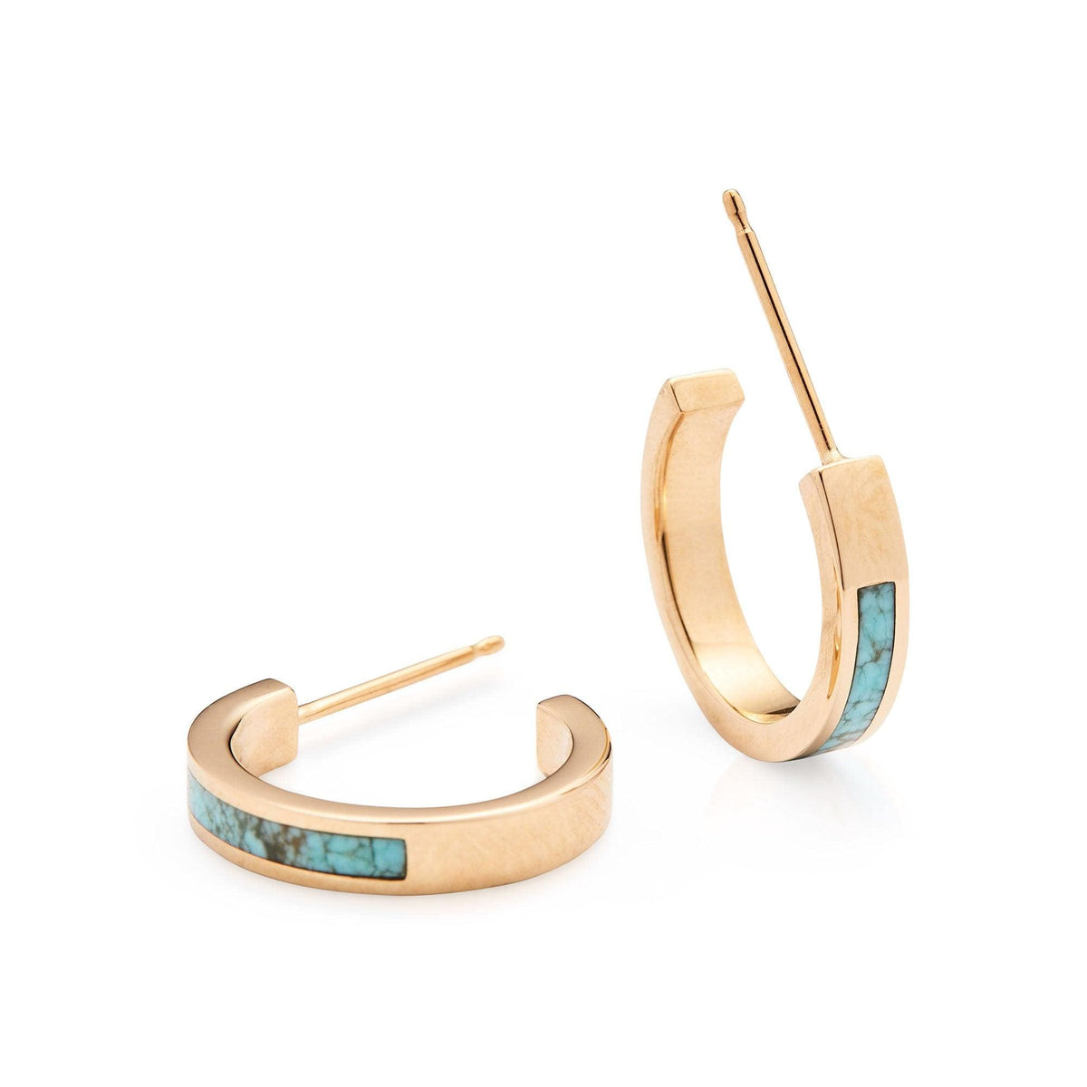 Number 8 Turquoise Gold Hoops